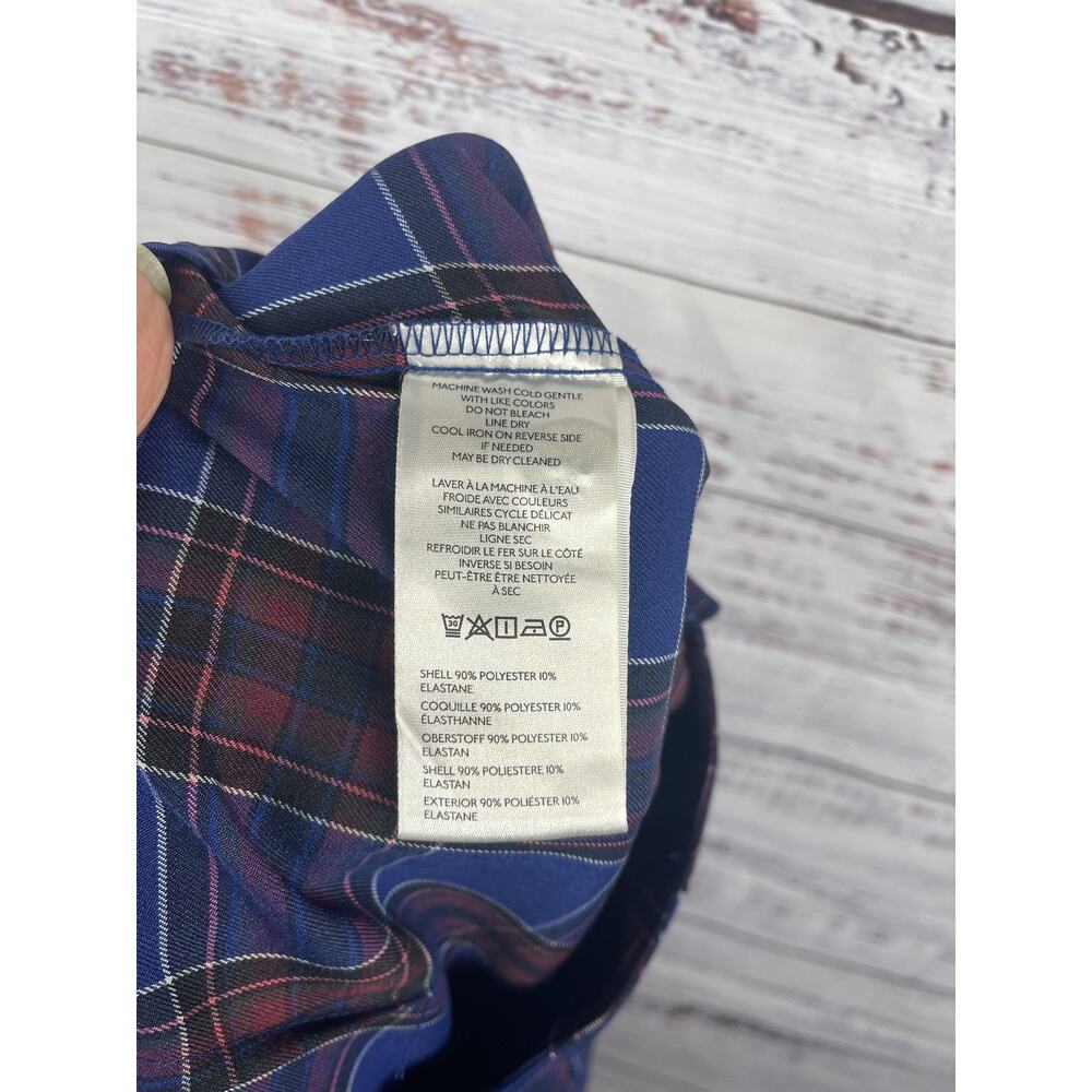 Maeve Anthropologie Pants Women's Small Blue Plaid Wide Leg Elastic Waist Dress - Picture 8 of 11